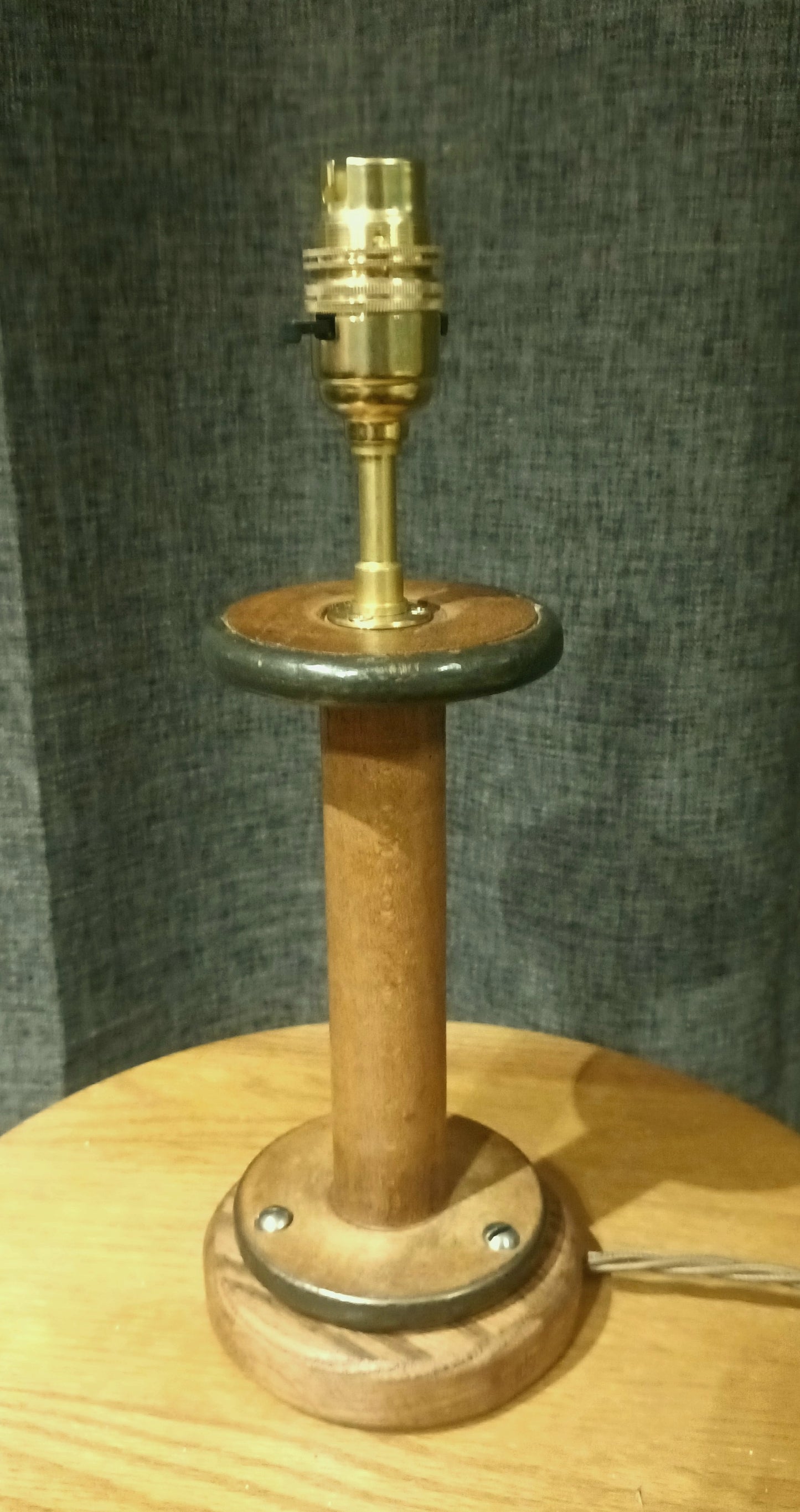 Table Lamp base - Constructed from a Vintage Industrial Cotton Bobbins