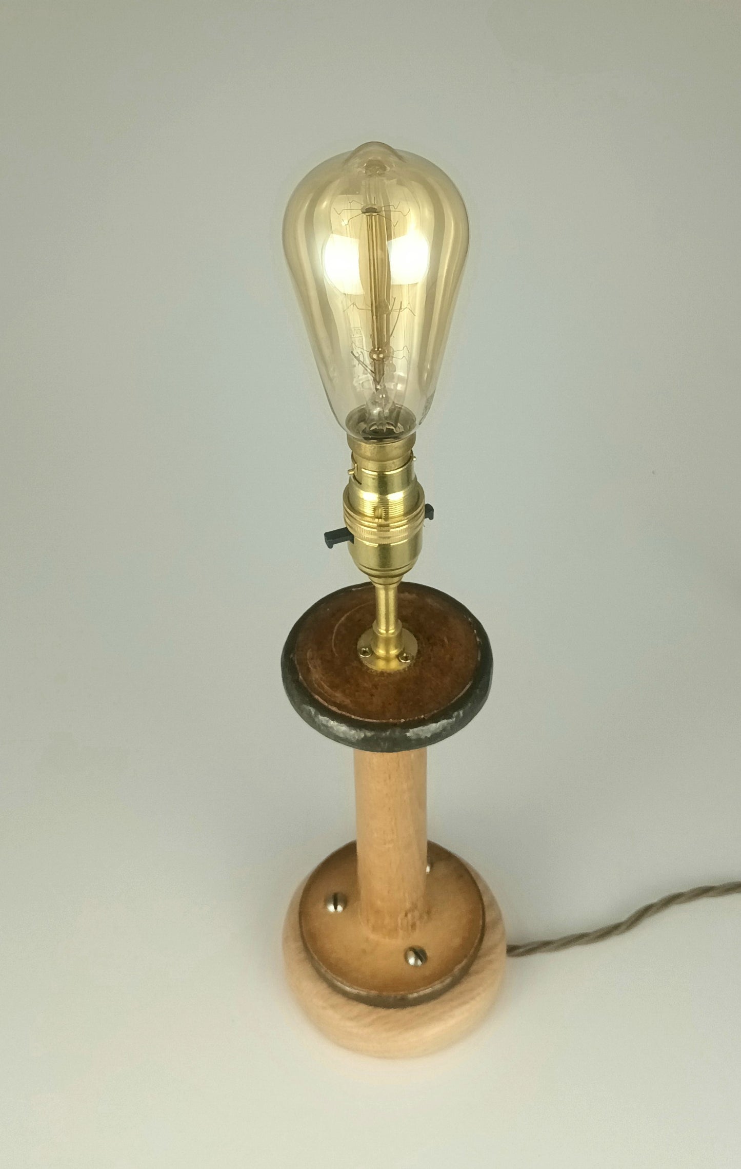 Table Lamp base - Constructed from a Vintage Industrial Cotton Bobbins