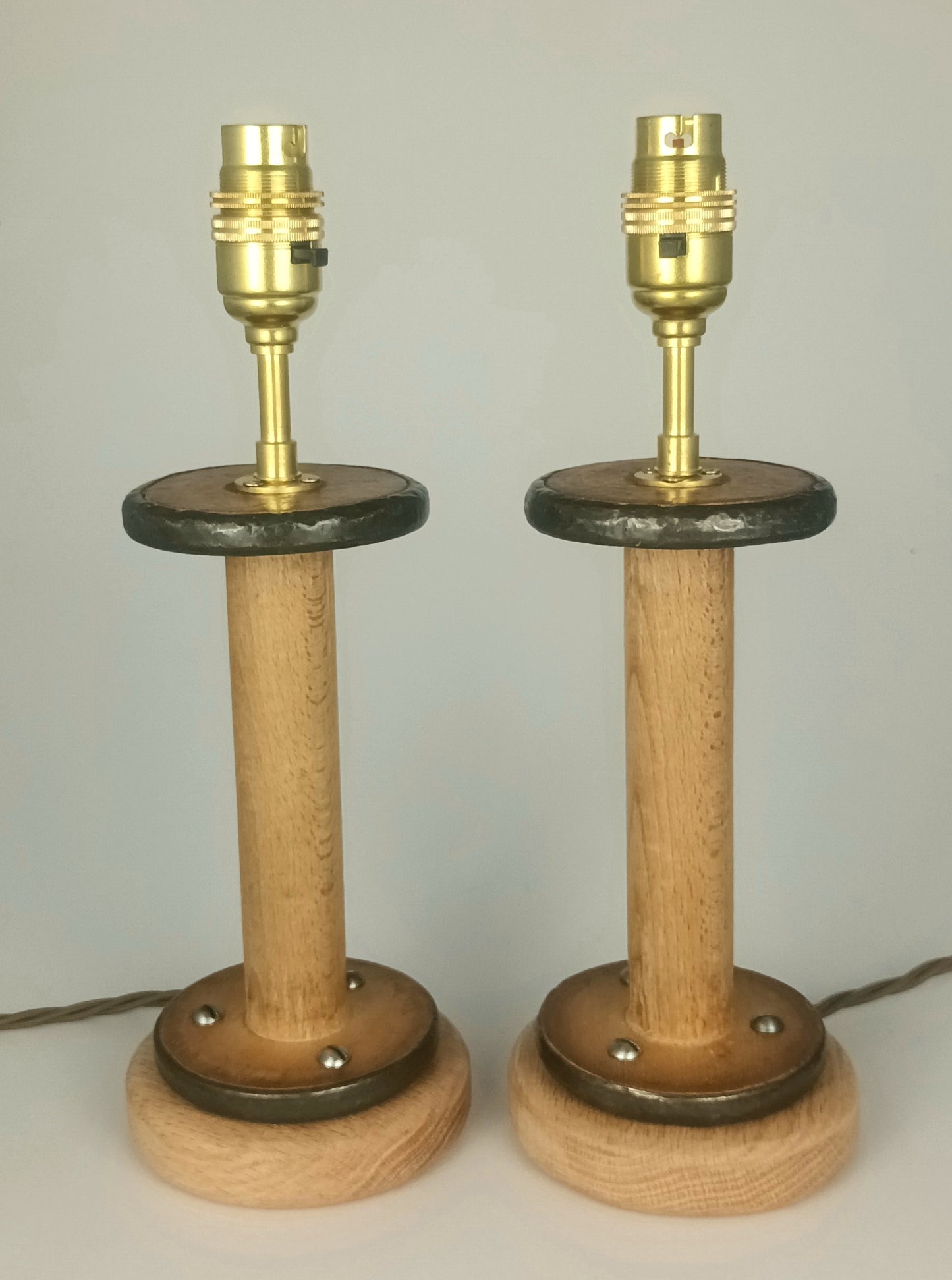 Table Lamp base - Constructed from a Vintage Industrial Cotton Bobbins