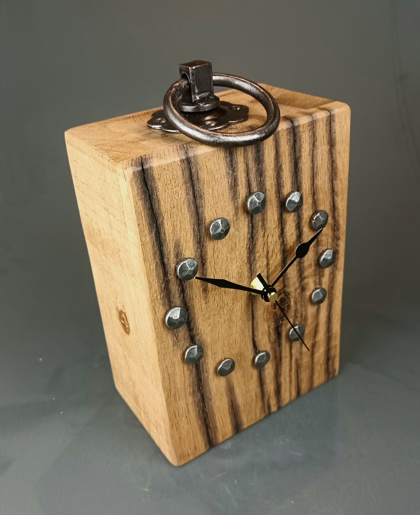 Oak Ring Handle Clock - Constructed from a Salvaged Canal Lock Gate
