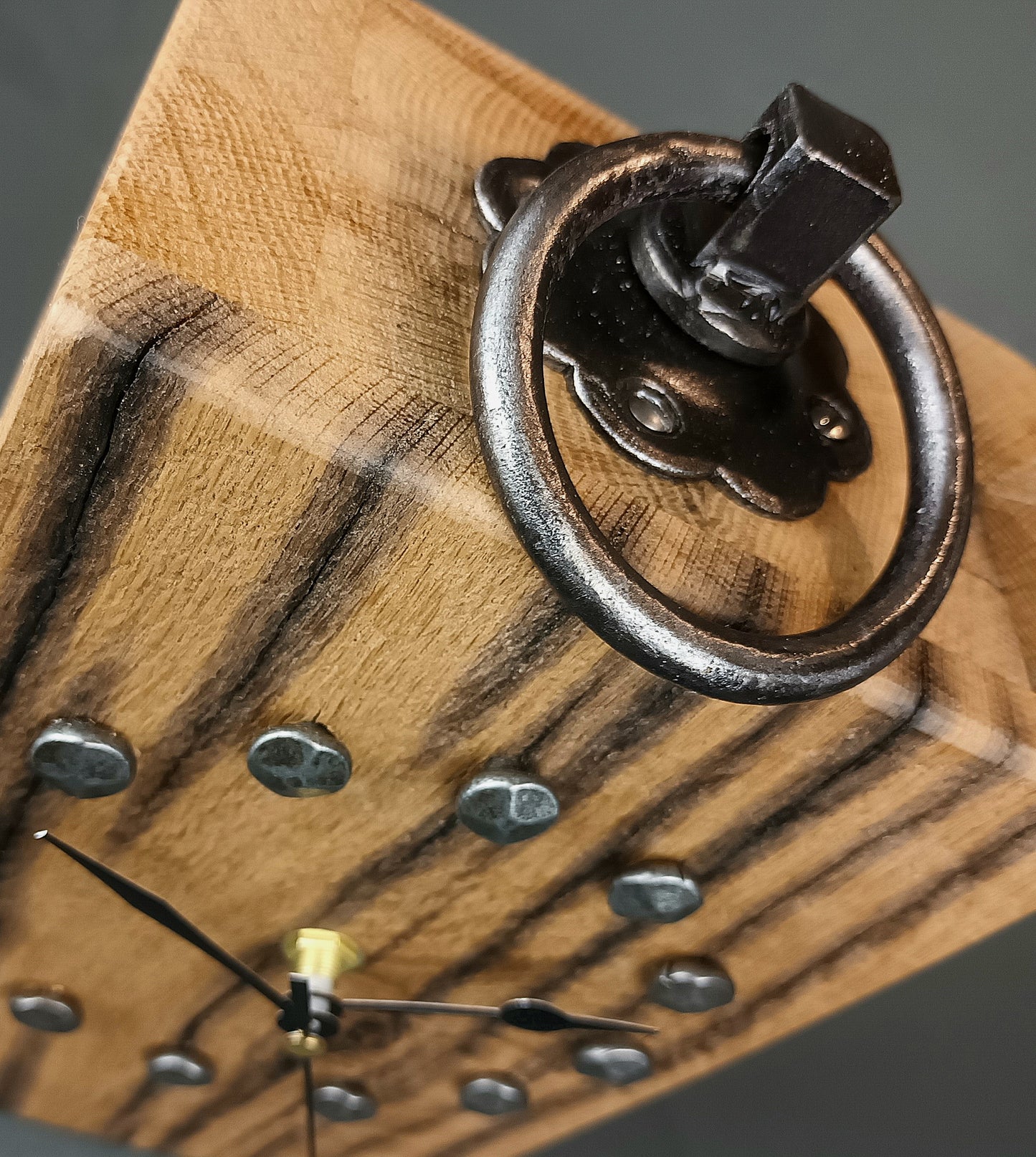 Oak Ring Handle Clock - Constructed from a Salvaged Canal Lock Gate