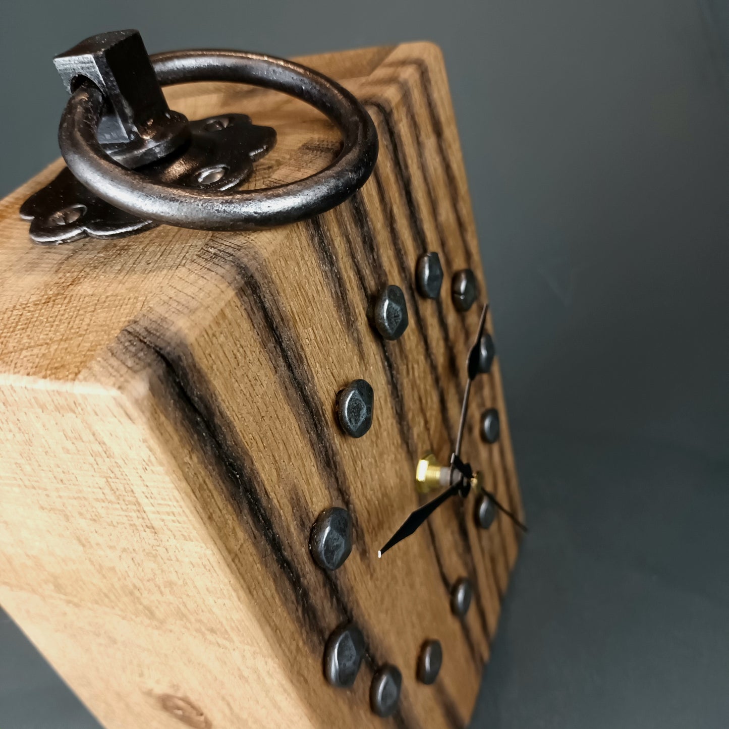 Oak Ring Handle Clock - Constructed from a Salvaged Canal Lock Gate