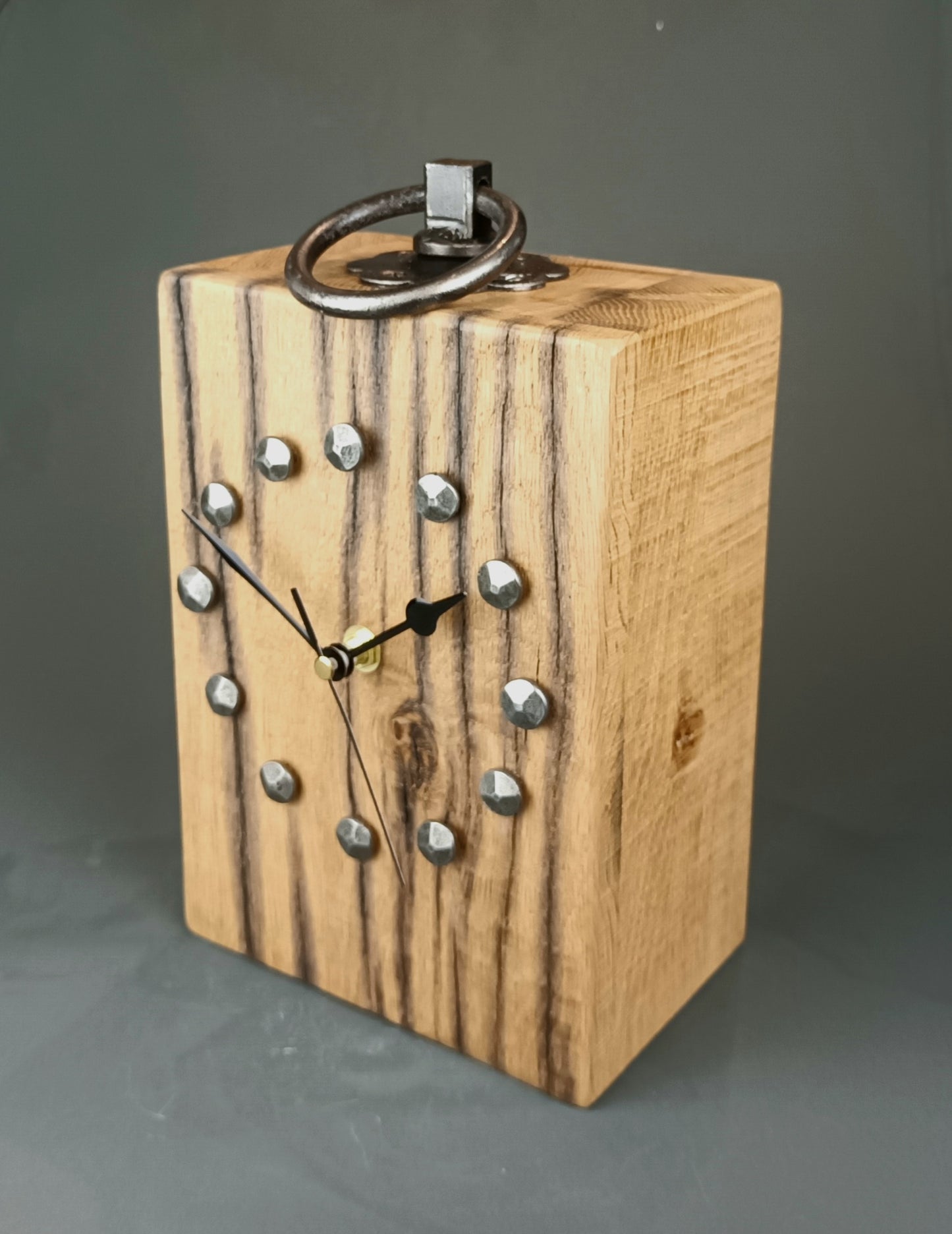 Oak Ring Handle Clock - Constructed from a Salvaged Canal Lock Gate