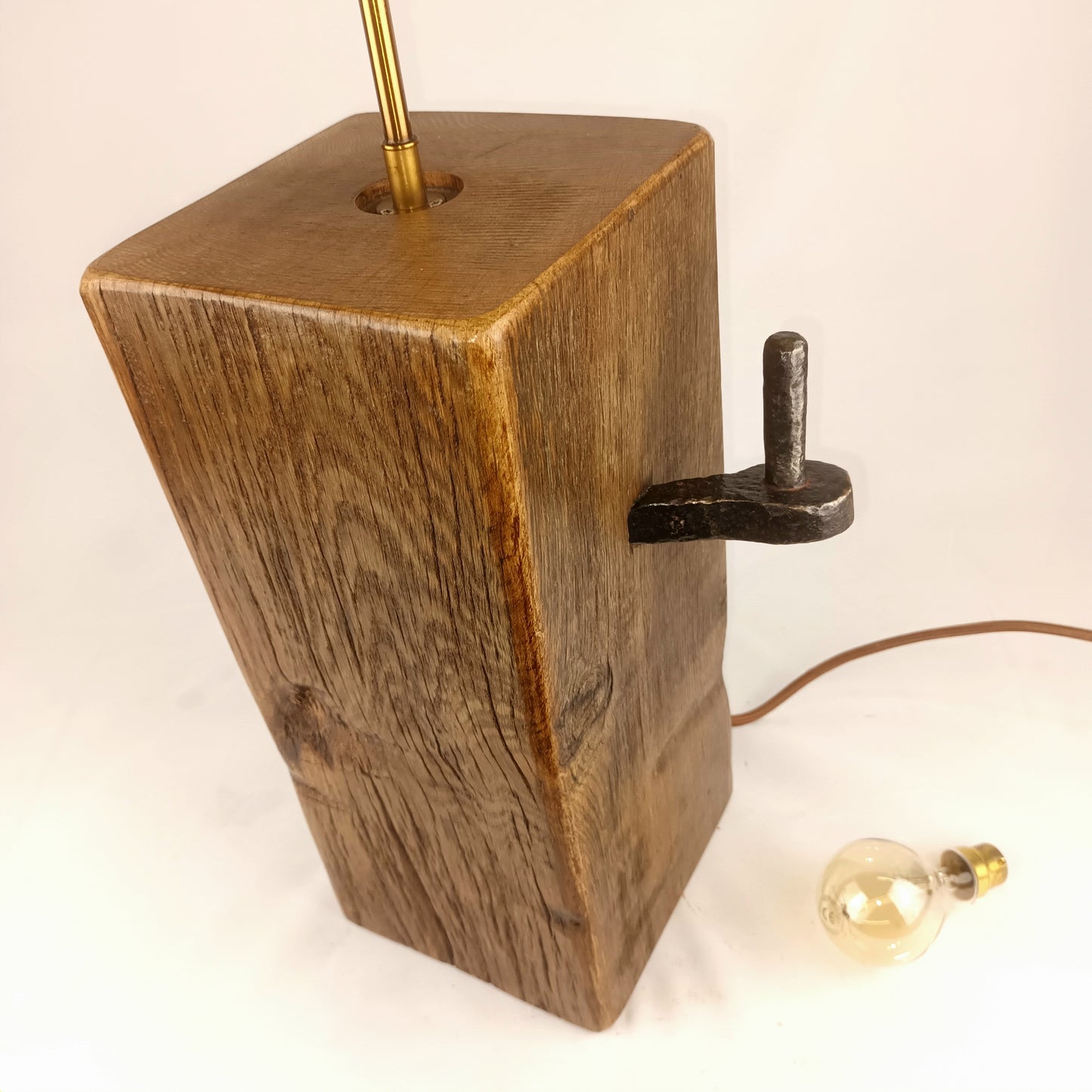 Oak Lamp Base - Salvaged Farm Gate Post