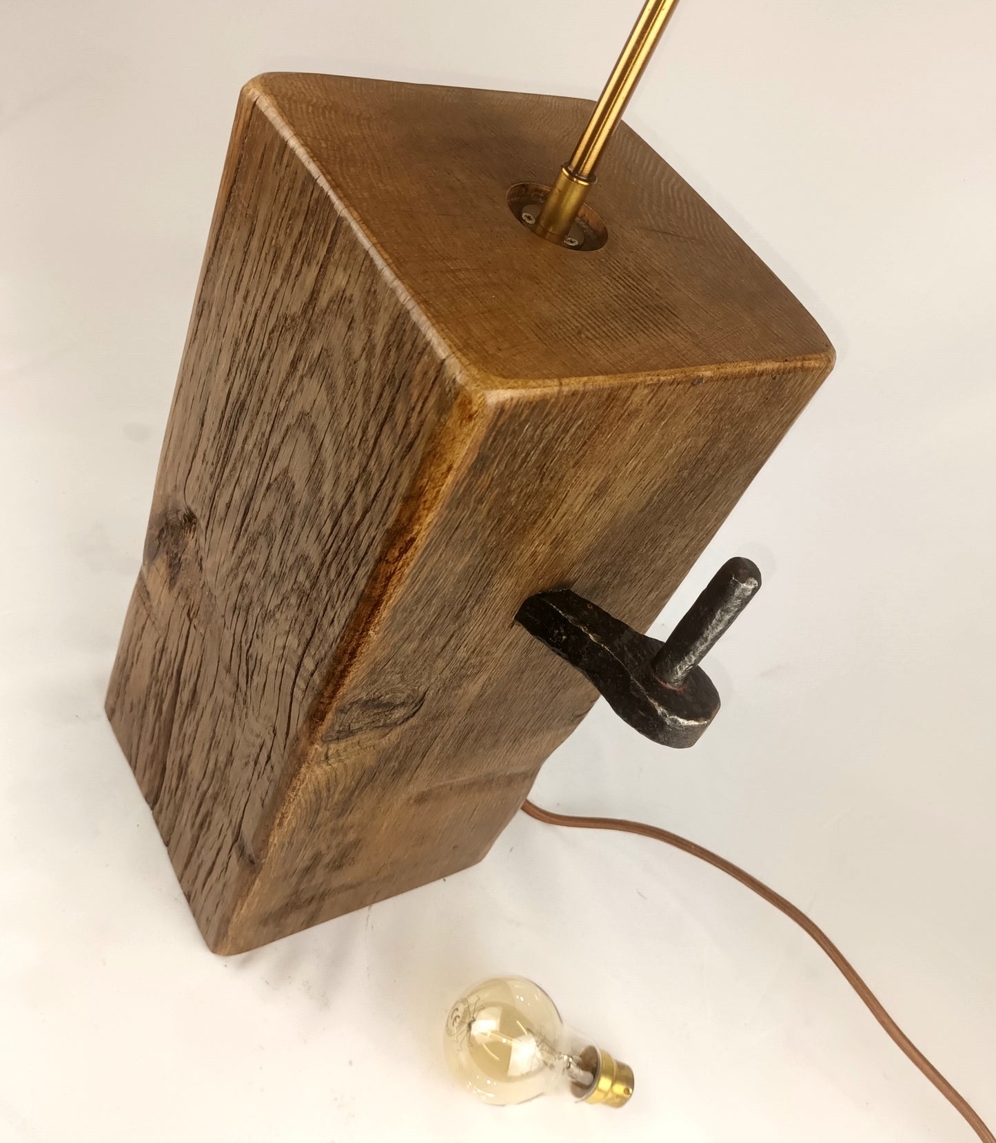 Oak Lamp Base - Salvaged Farm Gate Post